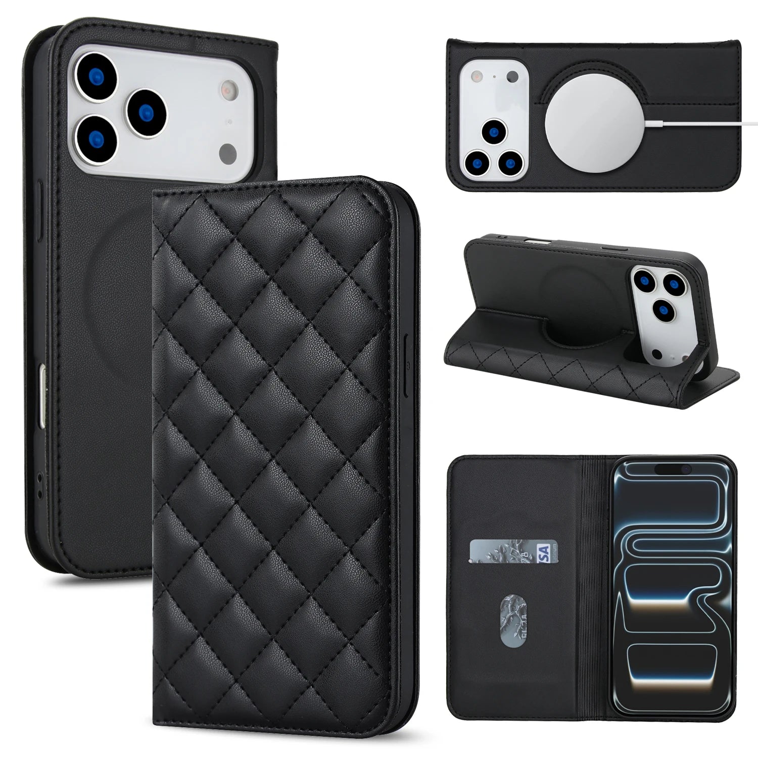 Strong MagSafe Leather Wallet Case with Card Slot for iPhone 17 Series