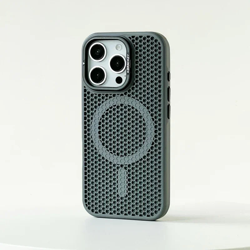 Shockproof Honeycomb Cooling MagSafe Case with Metal Lens Bracket for iPhone 15 Series