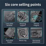 Shockproof Armor Case with Slide Camera Lens Protection & Ring Stand for Samsung Galaxy S25 Series