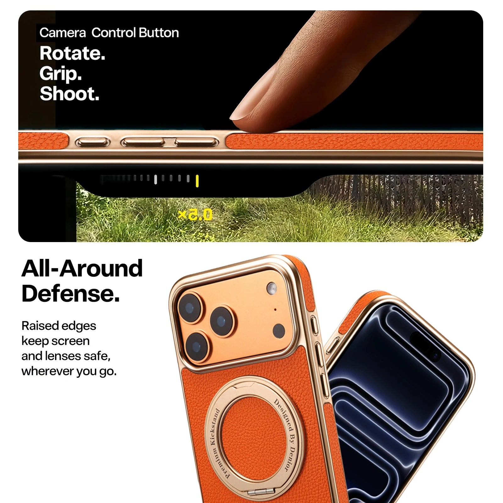 Lychee Pattern MagSafe Case with Kickstand for iPhone 17 Pro & iPhone 17 Pro Max