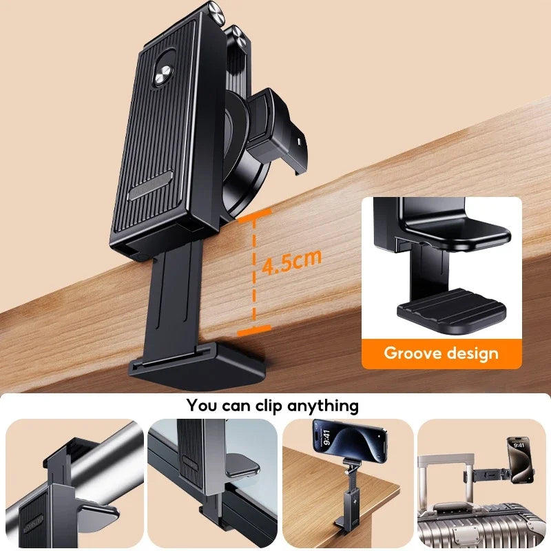Portable Magnetic Phone Stand with Clip - 360° Rotation for Selfies and Travel