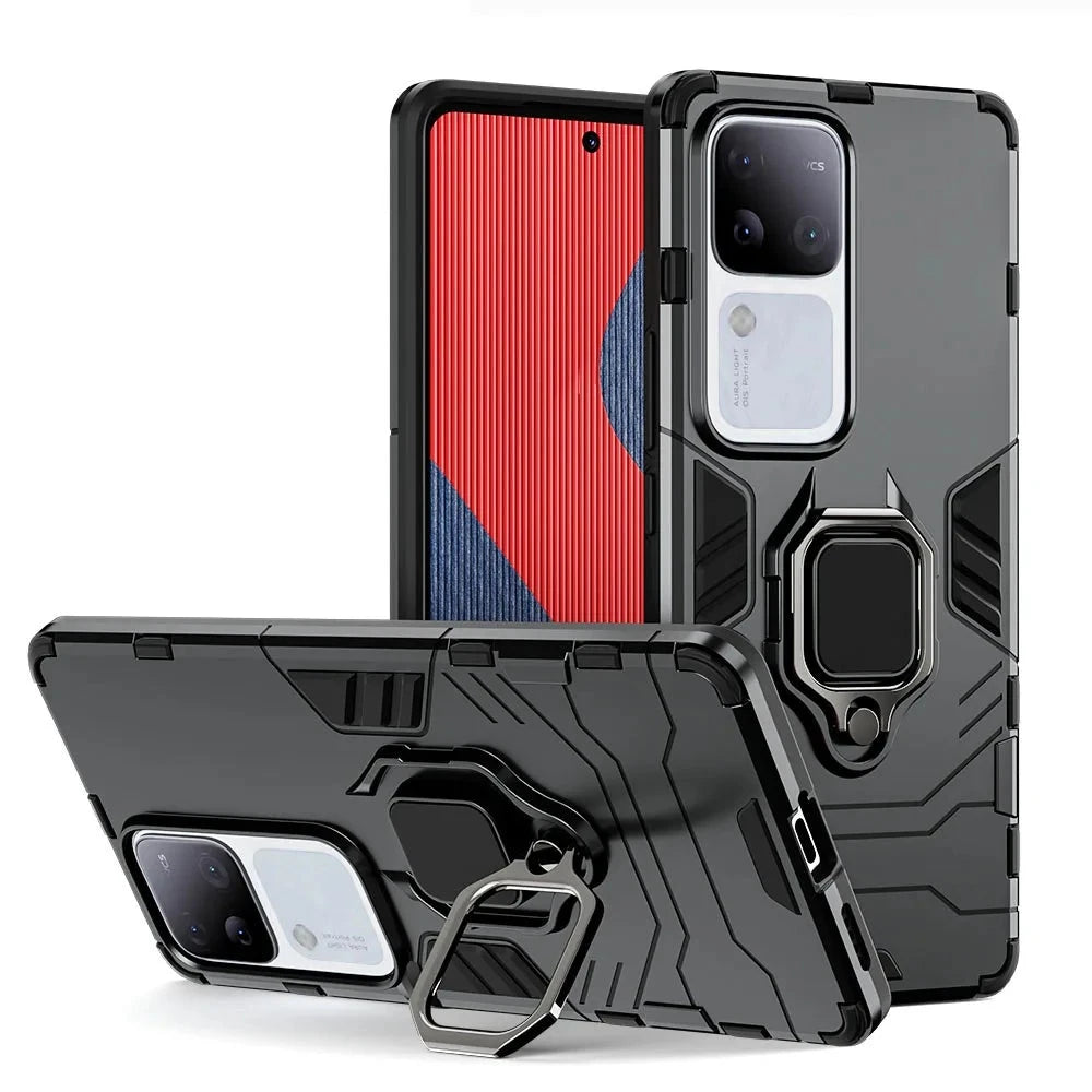 Shockproof Armor Case with Metal Ring Stand Holder for VIVO V30 and V30 Pro
