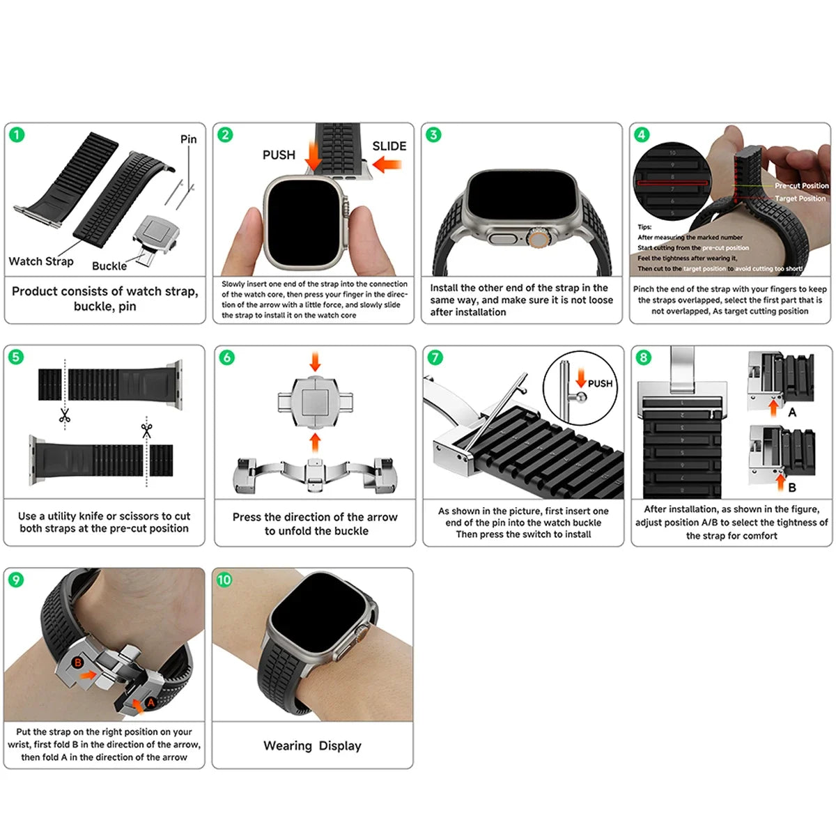 Luxury Sports Silicone Band with Metal Bracelet for Apple Watch