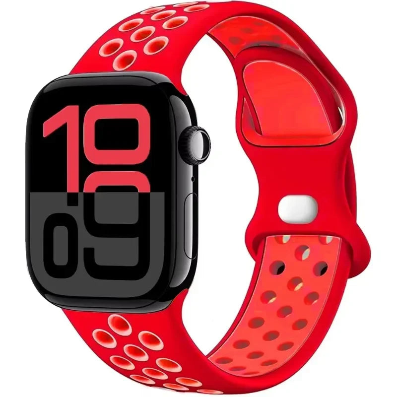 Breathable Silicone Band with Perforated Ventilation for Apple Watch