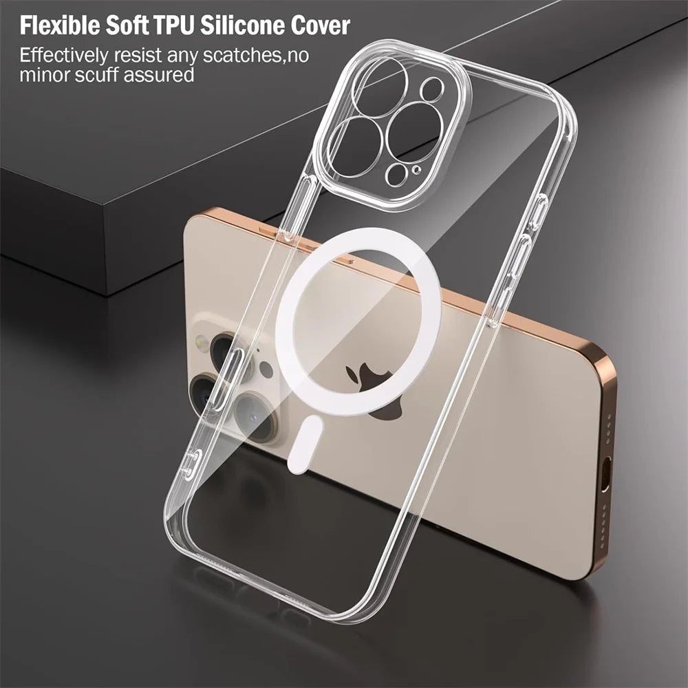 Ultra-Thin Soft Transparent Silicone MagSafe Case for iPhone 16 Series