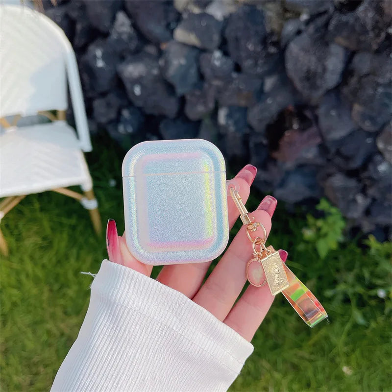 Silk Texture Colorful Silicone Protective Case with Strap Keychain for Apple AirPods 4
