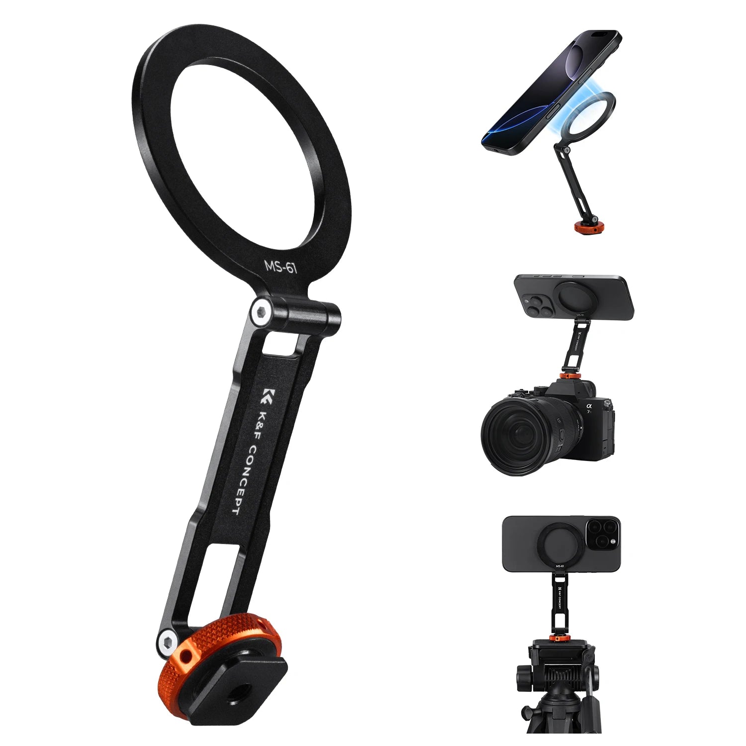 K&F Concept Adjustable Magnetic Phone Mount for Camera Cold Shoe