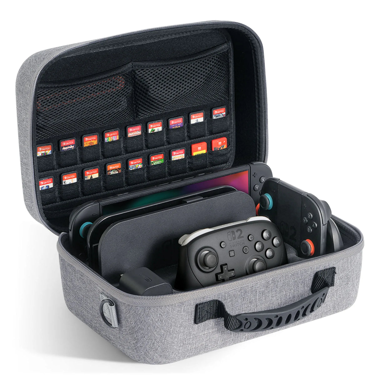 Hard Shell Travel Case With 24-28 Game Card Pockets for Nintendo Switch 2