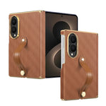Luxury Business Velvet Leather Case with Wrist Strap for Samsung Galaxy Z Fold 8