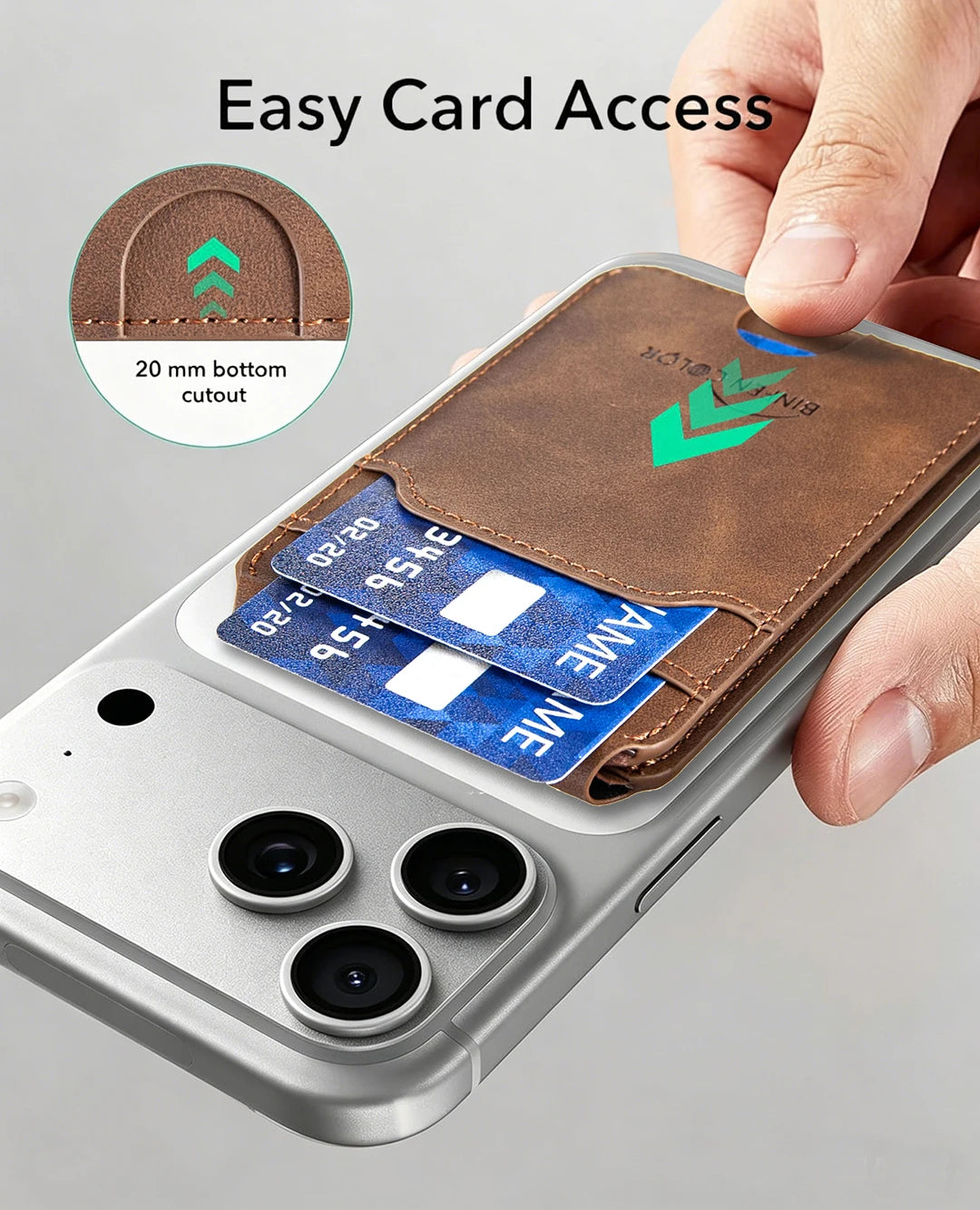 RFID Blocking Magnetic Leather Wallet with Foldable Hinge Stand