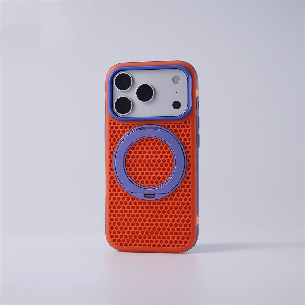 MagSafe Rotating Ring Stand Case with Mesh Back for iPhone 18 Series