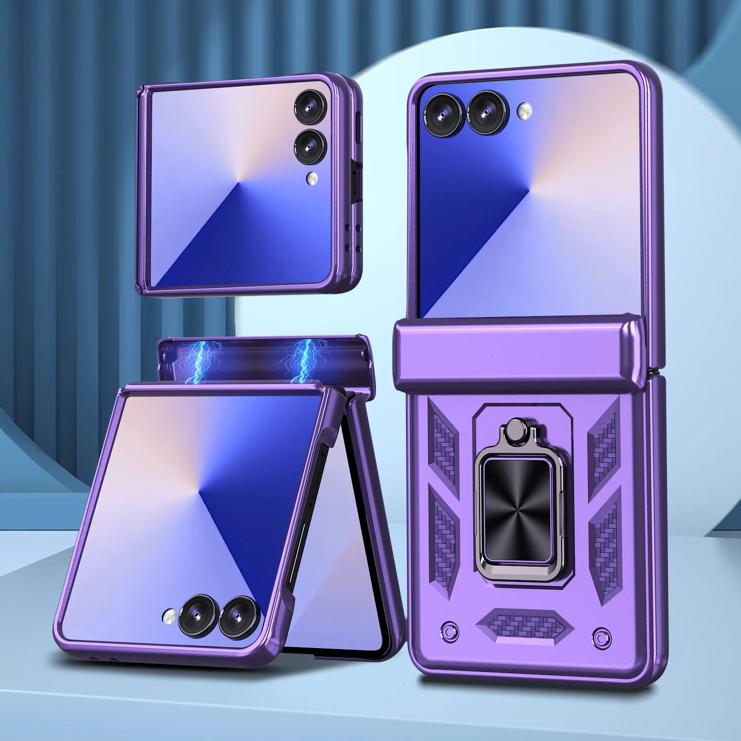 Slim Protective Hard PC Case with Ring Stand for Samsung Galaxy Z Flip 8