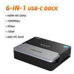 CABLETIME 6-in-1  4K 120Hz USB-C Docking Station