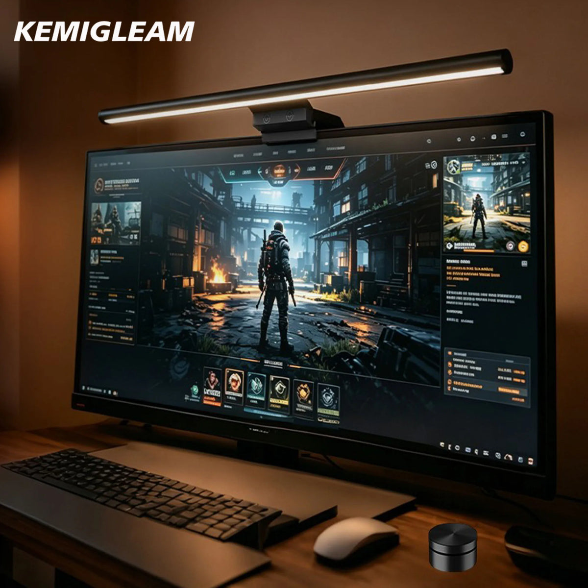 KEMIGLEAM DT02-1P Monitor Light Bar with Glare-Free Asymmetric Lighting