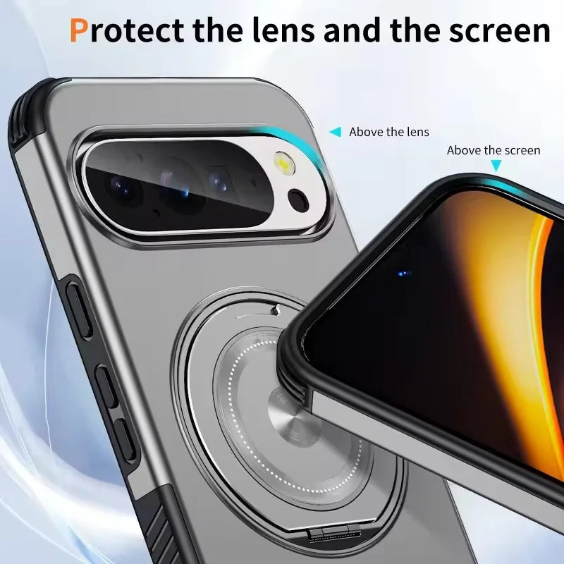 Shockproof TPU and PC Case with 360° Rotating Magnetic Ring for Google Pixel 10 Series