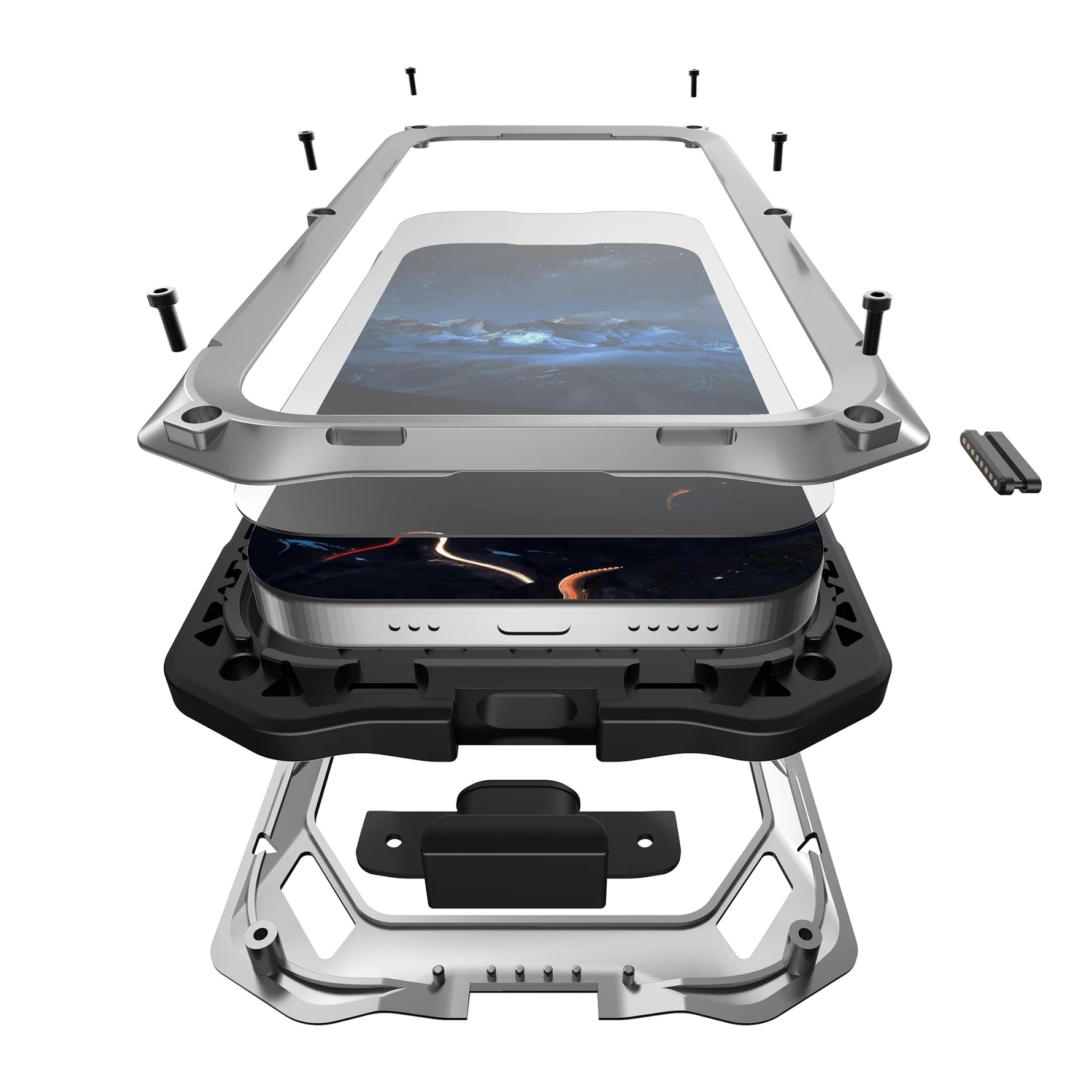 Metal Full-Body Case with Tempered Glass and Camera Stand for iPhone 17 Series