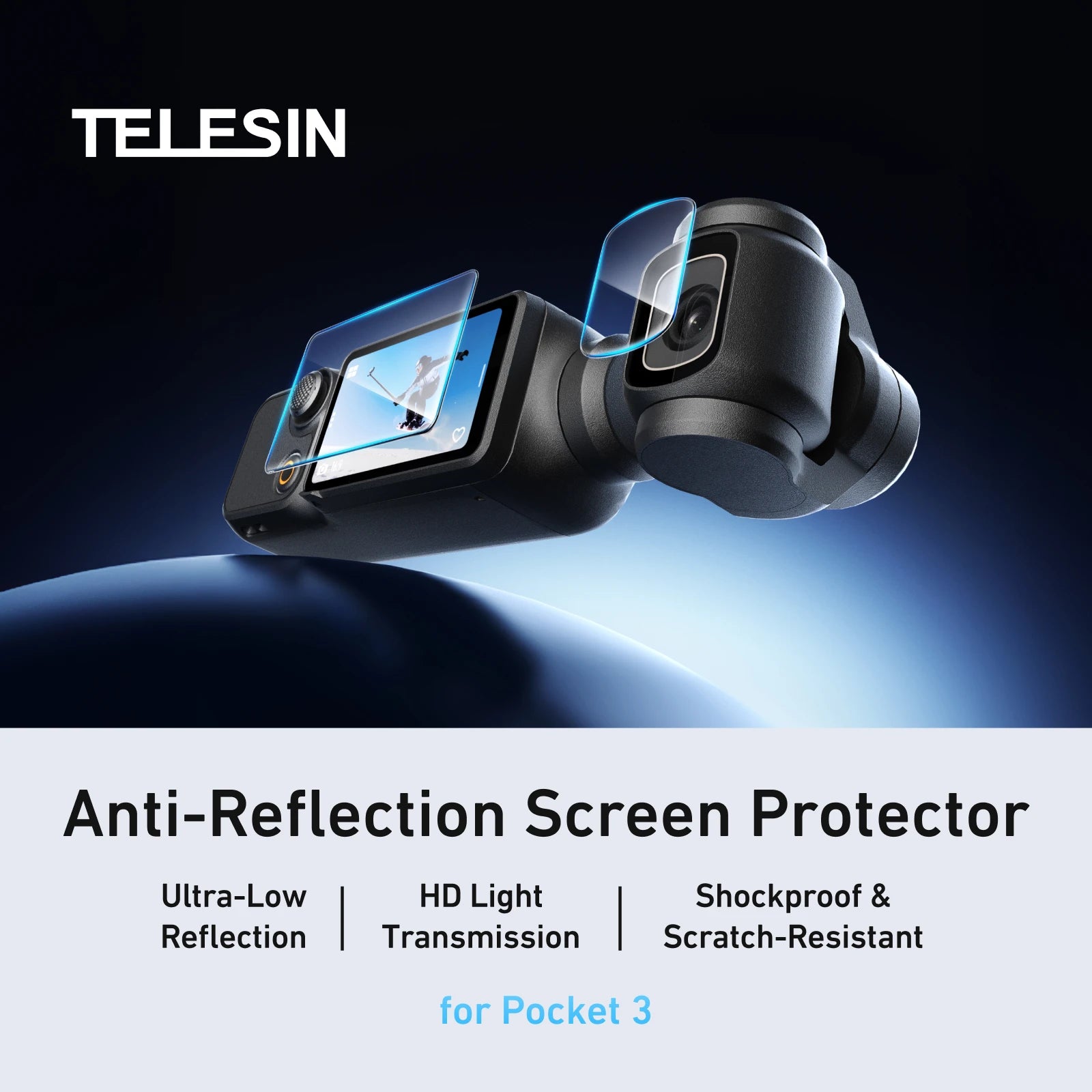 TELESIN AR HD Tempered Glass Screen Protector for DJI Osmo Pocket 3 Camera Lens