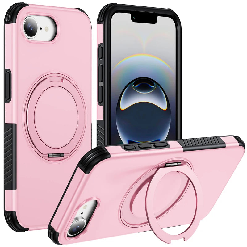 Shockproof Dual-Layer Case with 360° Rotating Ring Stand for iPhone 17e