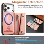MagSafe Compatible Leather Case with Detachable Zipper Pocket for iPhone 17 Series