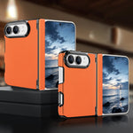 Textured Fabric Hinge Protection Case with Central Axis Reinforcement for iPhone Duo