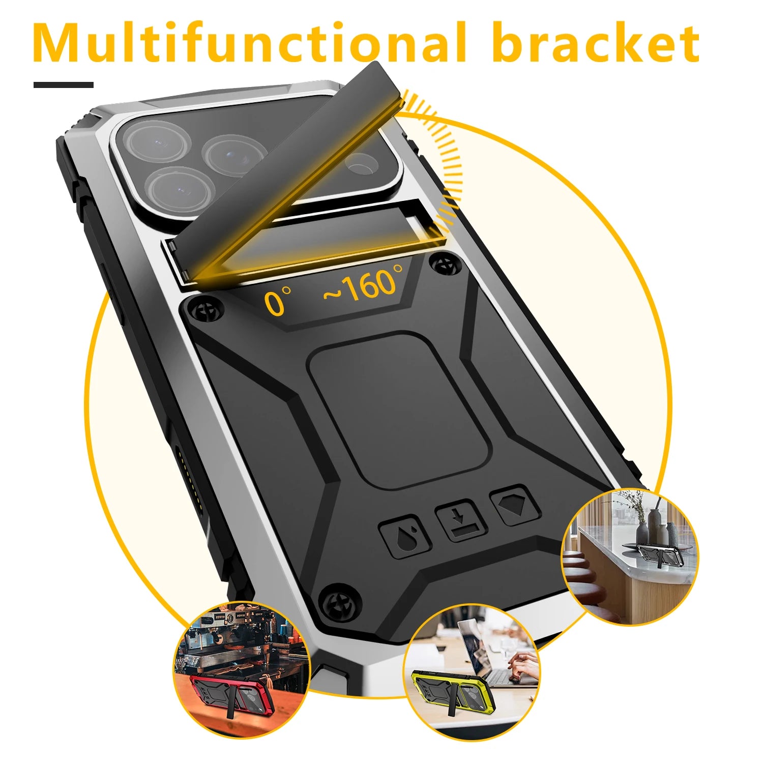 Military Grade 360 Protective Metal Case with Built-in Screen for iPhone 17 Series