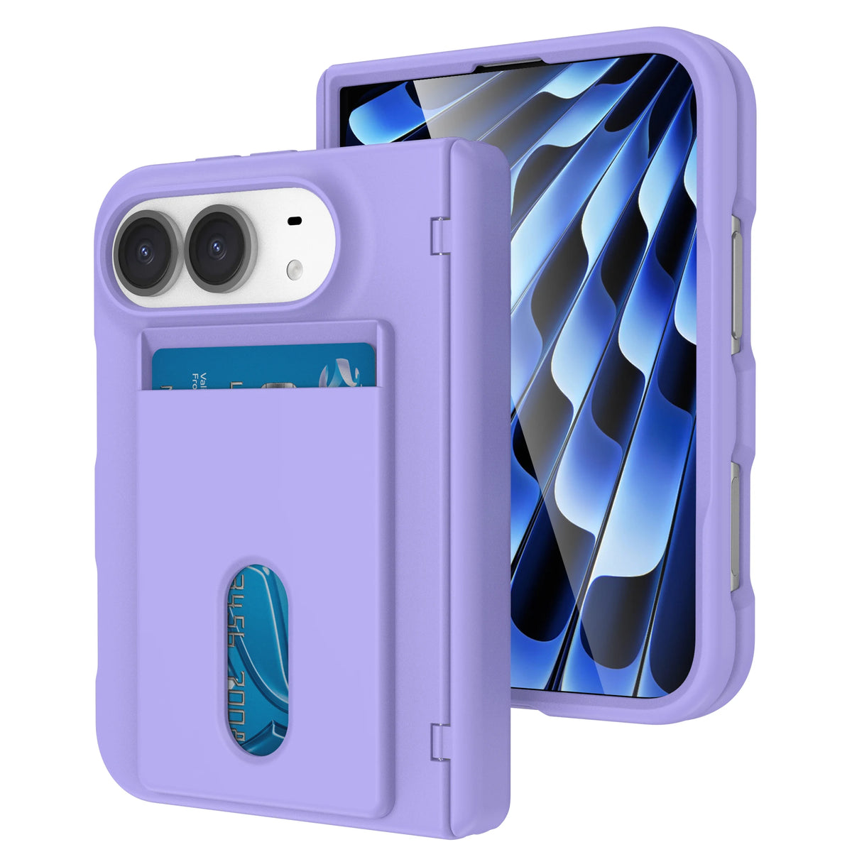 Spring-Loaded Hinge Protection Case with Card Slot for iPhone Duo