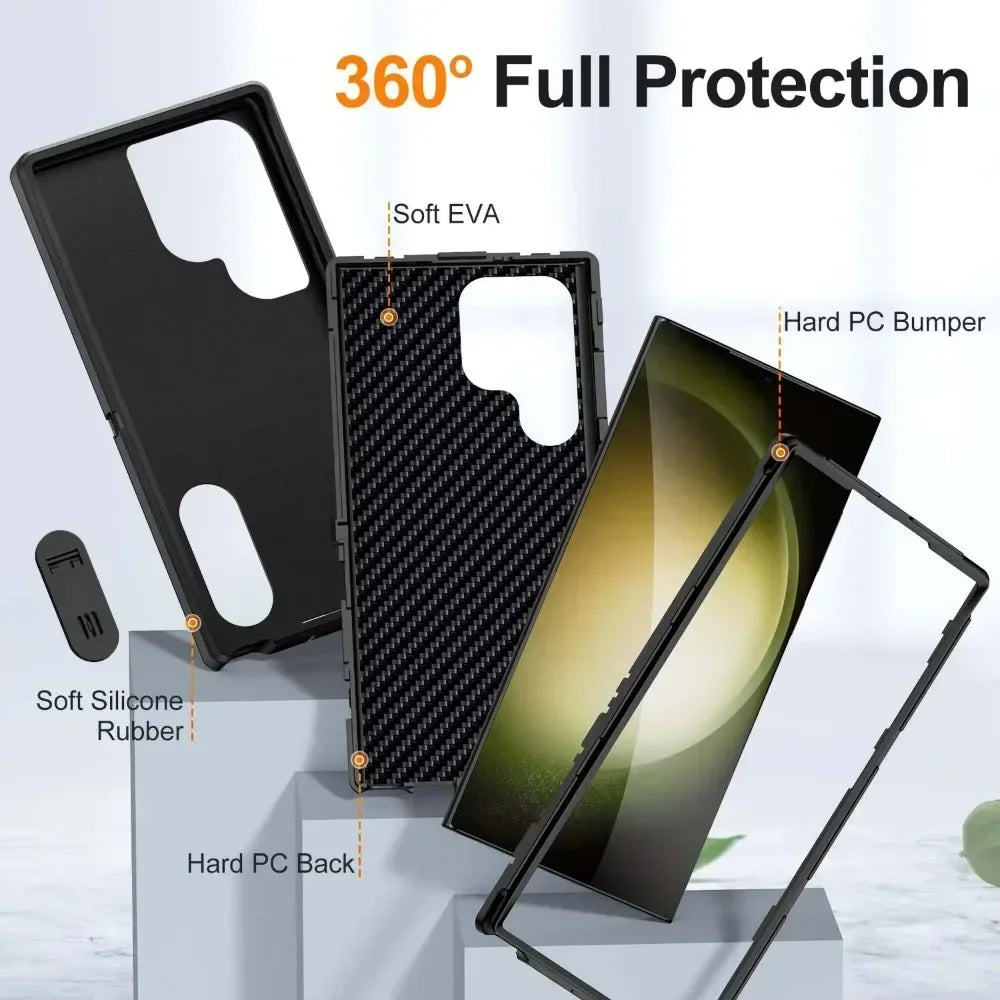 Shockproof Protective Case with Bracket for Samsung Galaxy S25 Series