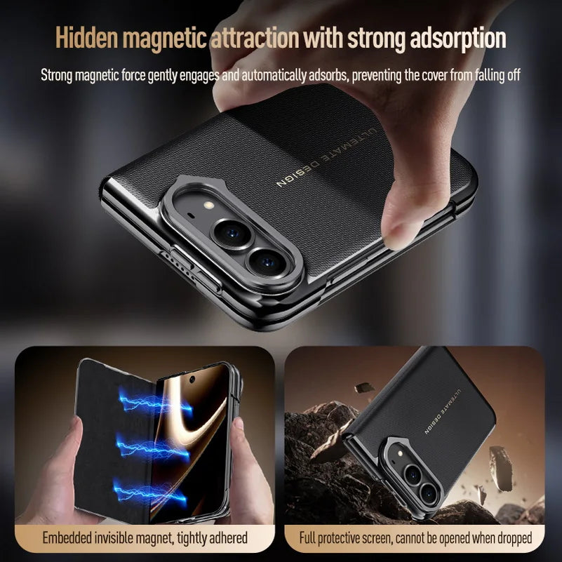 Leather Flip Case with Automatic Magnetic Closure for iPhone Duo