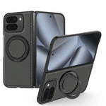 Carbon Fiber Open-Back Case with Rotating Magnetic Ring Stand for Pixel 10 Pro Fold