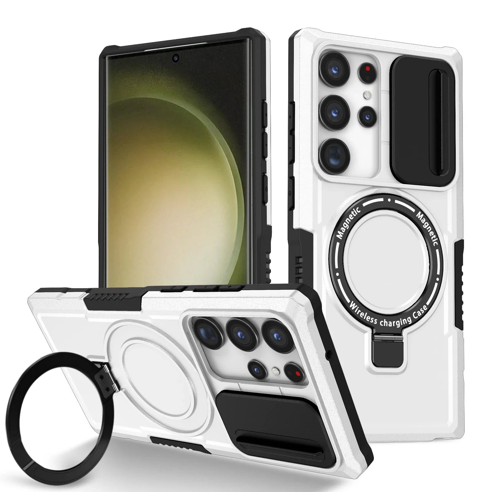 Samsung Galaxy S25 Series Magnetic Hybrid Armor Case with Ring Holder