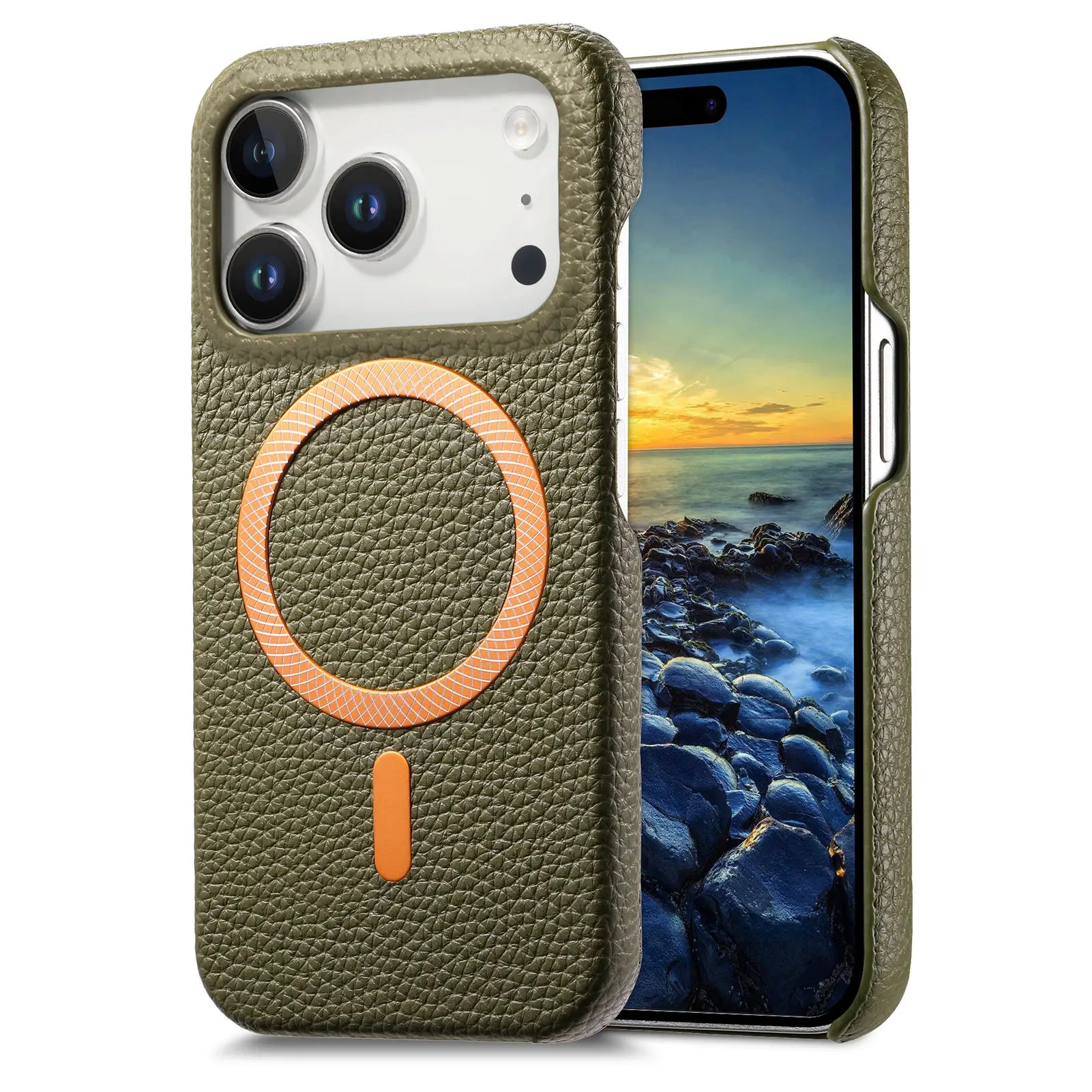 Business Lychee Grain Leather MagSafe Case for iPhone 17 Series