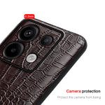 Shockproof Genuine Cowhide Leather Phone Case for Xiaomi Redmi Note 13 Series