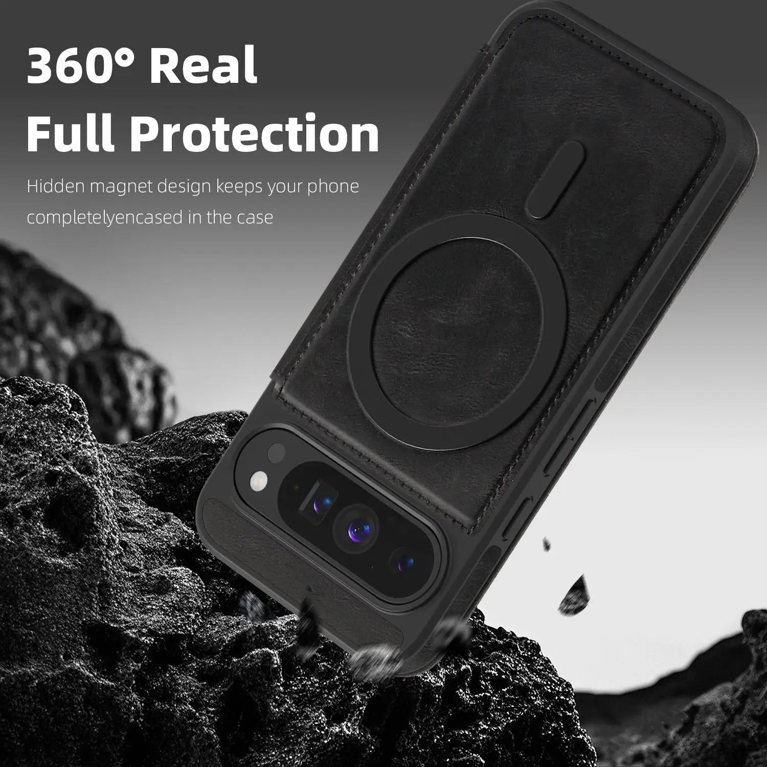 Google Pixel 10 Series Magnetic Leather Flip Case with Card Slot