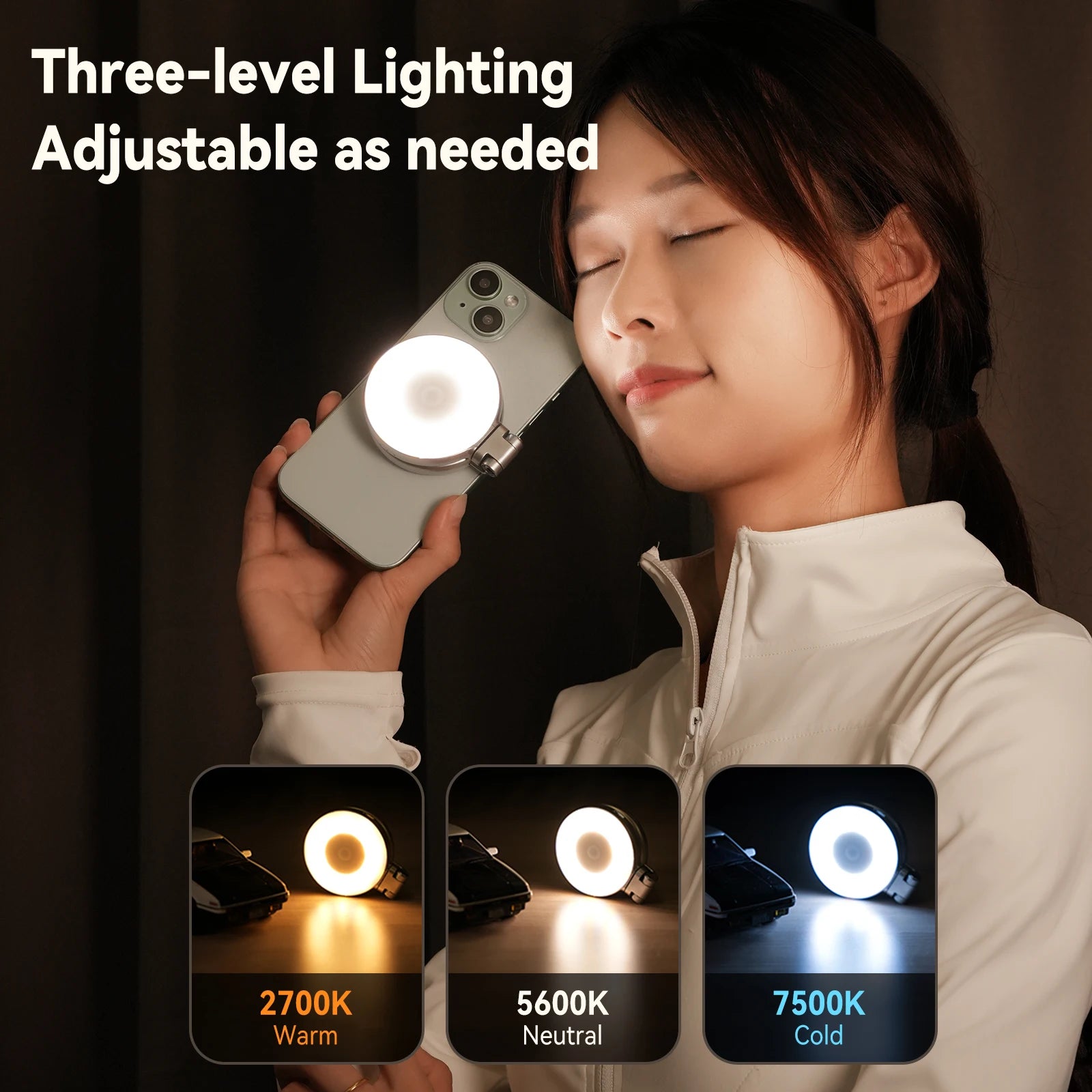 TELESIN Magnetic Fill Light with Built-in Makeup Mirror