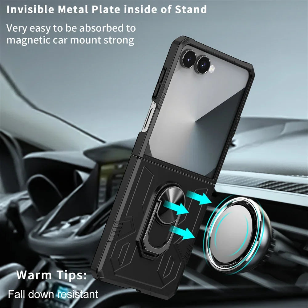 Heavy Duty Shockproof Case with 360° Ring Stand for Samsung Galaxy Z Flip 7