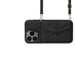 Crossbody Leather Wallet Case with Card Slots & Lanyard for iPhone 16 Series