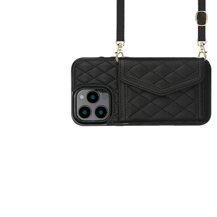 Crossbody Leather Wallet Case with Card Slots & Lanyard for iPhone 16 Series