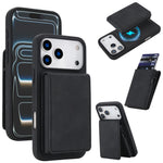 iPhone 17 Series Detachable Leather Wallet Case with Kickstand and RFID Protection