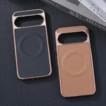 Soft Edge Leather Plating Magnetic Case for Google Pixel 9 Series