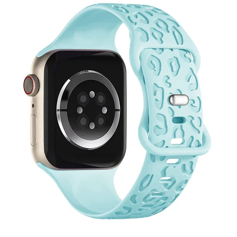 Leopard Pattern Engraved Silicone Sport Band for Apple Watch