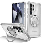 Protective Transparent Magnetic Case with 360° Rotating Holder for Samsung Galaxy S24 Series
