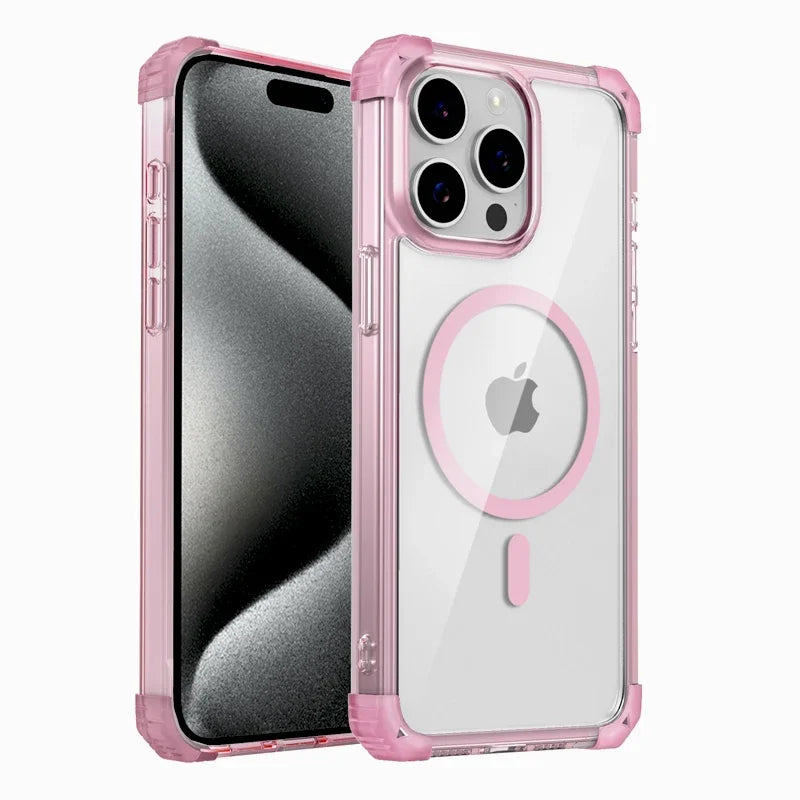 Shockproof Armor Transparent MagSafe Case for iPhone 15 Series