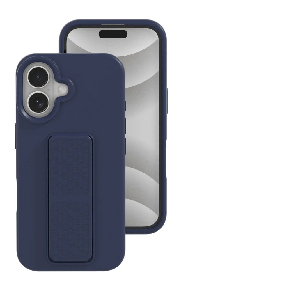 iPhone 16 Series Solid Color Bumper Case with Folding Stand Holder