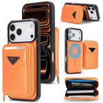 Shockproof Leather MagSafe Case with Detachable Zipper Wallet for iPhone 17 Serie