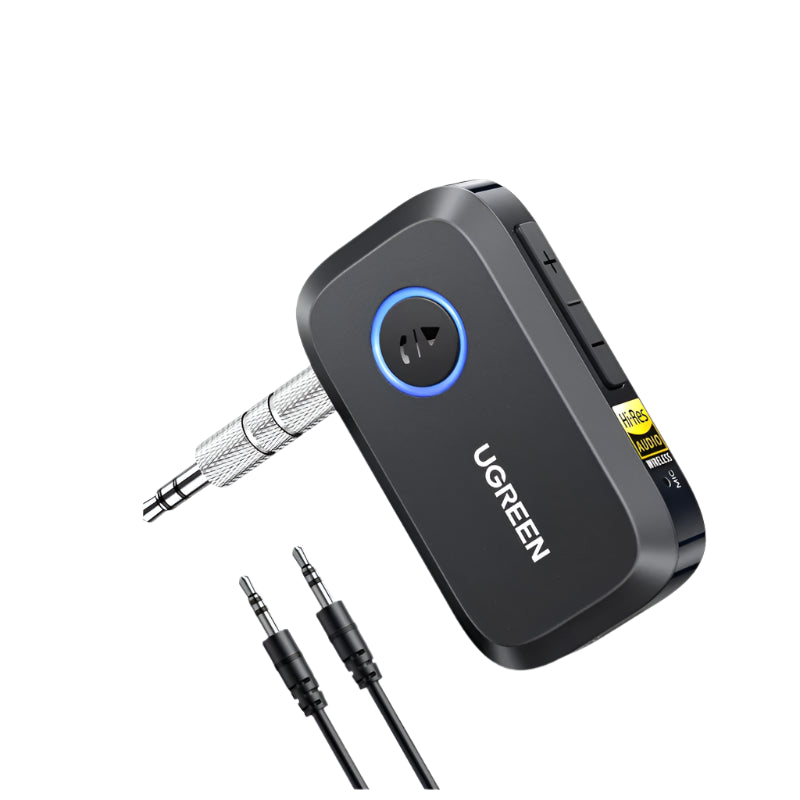 UGREEN Bluetooth receiver with cables on a white background