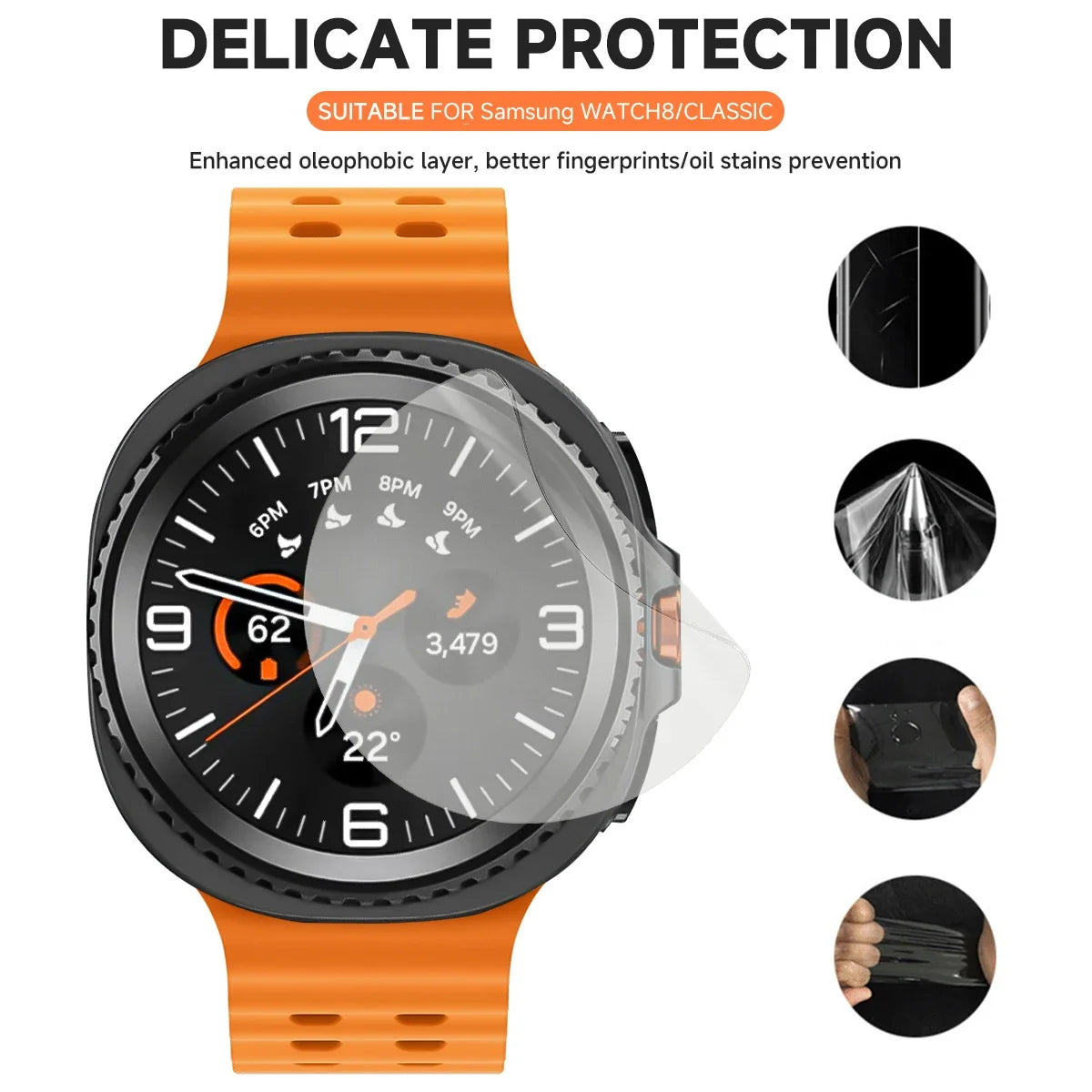 5-Pack Ultra-Thin Hydrogel Film for Samsung Galaxy Watch 8 / Galaxy Watch 8 Classic
