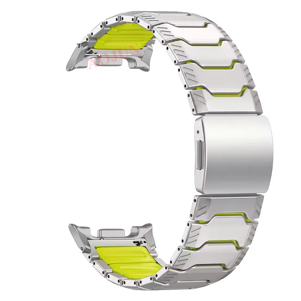 Titanium Link Bracelet Band with Magnetic Light-Up Buckle for Samsung Galaxy Watch Ultra 2