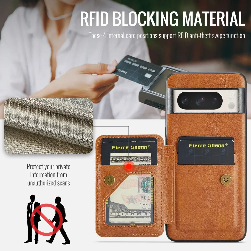 Multi-Card RFID Blocking Wallet Case for Google Pixel 8 Series