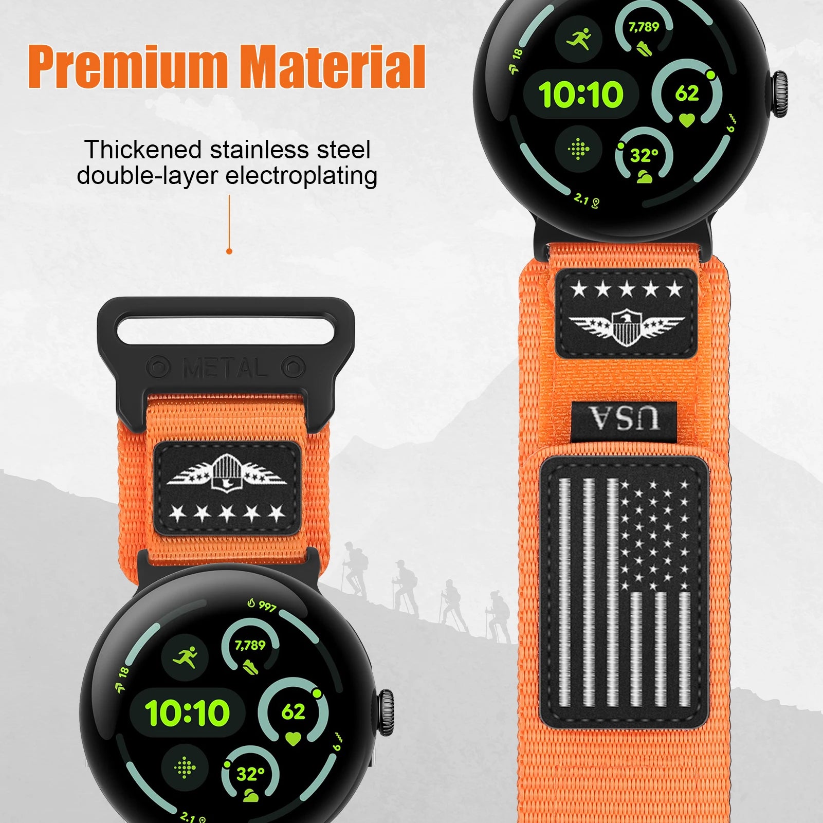 USA Flag-Themed Sporty Trail Loop Nylon Band for Google Pixel Watch 3