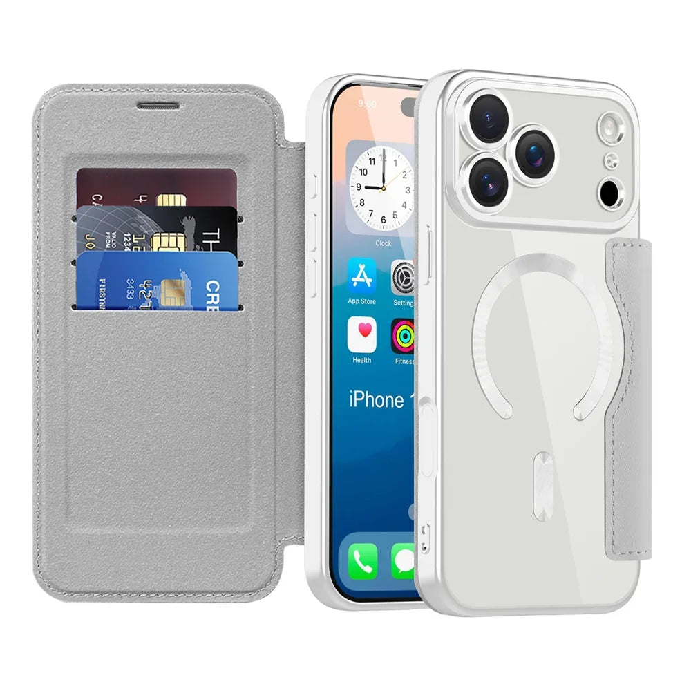 Premium Flip Leather MagSafe Case with Card Pocket for iPhone 17 Series